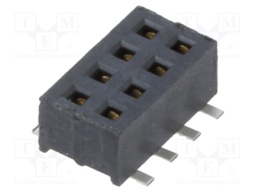 Connector: pin strips; female; PIN: 8; 1.27mm; gold flash; SMT; tape