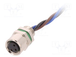 Connector: M8; female; PIN: 3; for panel mounting,rear side nut