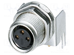 Connector: M8; female; PIN: 3; 4A; 48V; IP67; angled; shielded; socket
