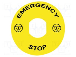 Legend Plate, Harmony Series Switches and Pilot Lights, EMERGENCY STOP, 90 mm Diameter