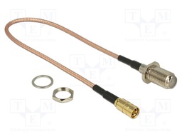 Cable; 250mm; F socket,SMB female; transparent; Øcable: 2.5mm; 50Ω
