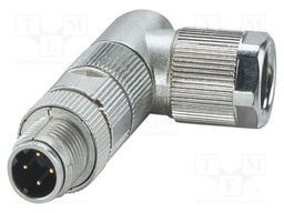 Connector: M12; plug; PIN: 4; 48V; angled; IP65; crimped; D code; 4A