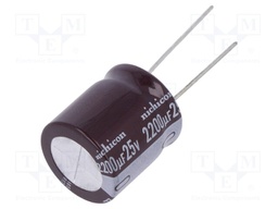 Capacitor: electrolytic; low impedance; THT; 2200uF; 25VDC; ±20%