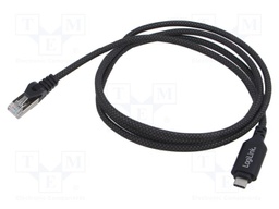 Cable; USB 3.2; RJ45 plug,USB C plug; nickel plated; 1.5m; black