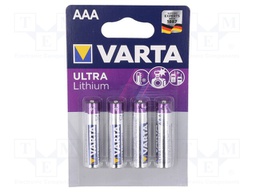 Battery: lithium; 1.5V; AAA,R3; Batt.no: 4; Ø10.5x44.5mm; 1100mAh