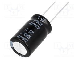 Capacitor: electrolytic; THT; 3300uF; 25VDC; Ø16x31.5mm; ±20%