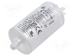 Capacitor: motors, run; 5uF; 400VAC; Ø35x60mm; -25÷85°C; ±5%