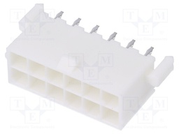 Socket; wire-board; male; Mini-Fit Jr; 4.2mm; PIN: 12; THT; PCB snap