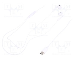 Headphones with microphone; white; USB C; earphones; 0.02÷22kHz