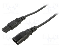 Cable; 2x0.75mm2; IEC C7 female,IEC C8 male; PVC; 1.8m; black