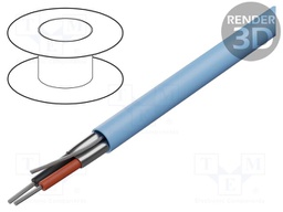 Wire; 1x2x22AWG; shielded,Al-PET foil; PVC; light blue; 300V; 305m