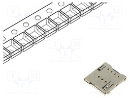 Connector: for cards; Micro SIM; push-push; SMT; gold flash; PIN: 8
