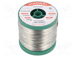 Soldering wire; Sn99,3Cu0,7; 0.5mm; 500g; lead free; reel; 2.5%