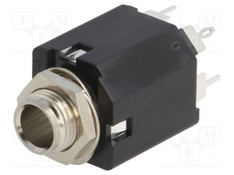 Socket; Jack 6,35mm; female; stereo; with double switch; straight