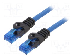 Patch cord; U/UTP; 6a; solid; Cu; blue; 3m; RJ45 plug,both sides