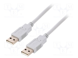 Cable; USB 2.0; USB A plug,both sides; 3m; grey; Core: Cu