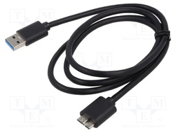 Cable; USB 3.0,USB 3.1; USB A plug,USB B micro plug; 1m; black