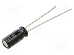 Capacitor: electrolytic; THT; 47uF; 25VDC; Ø5x11mm; Pitch: 2mm; ±20%