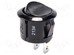 ROCKER; SPST-NO; Pos: 2; OFF-(ON); 6A/250VAC; black; none; UL94V-2
