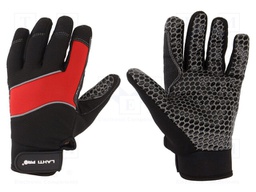 Protective gloves; Size: 8; black-red; microfiber,plastic