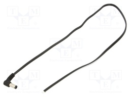 Cable; wires,DC 5,5/2,5 plug; angled; 0.5mm2; black; 0.5m