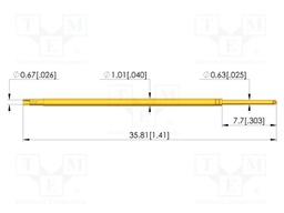 Test needle; Spring compression: 4.3mm; 6.35mm; 3A; steel; dagger