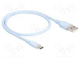 Cable; USB 2.0; USB A plug,USB C plug; gold-plated; 0.5m; blue