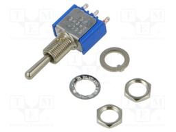 Switch: toggle; SP3T; (ON)-OFF-(ON); 3A/250VAC; 4A/30VDC; 5000