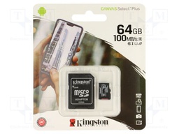 Memory card; microSD; R: 100MB/s; W: 80MB/s; Class 10 UHS I U3