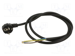 Cable; CEE 7/7 (E/F) plug angled,wires; PVC; 1.5m; black; 16A