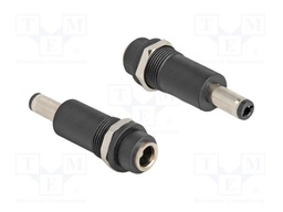 Adapter; DC 5,5/2,1 plug,DC 5,5/2,5 socket; black; straight