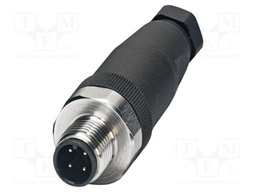 Connector: M12; plug; PIN: 4; 250V; straight; IP65; screw terminal
