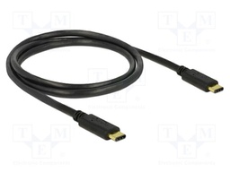 Cable; USB 2.0; USB C plug,both sides; 1m; black; 23AWG,32AWG