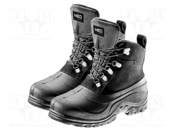 Boots; Size: 42; black; rubber,leather; slip; furlined,waterproof