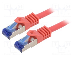 Patch cord; S/FTP; 6a; stranded; Cu; LSZH; red; 1.5m; 26AWG; -20÷75°C