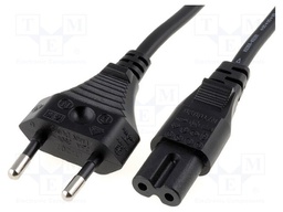 Cable; 2x0.75mm2; CEE 7/16 (C) plug,IEC C7 female; PVC; 5m; black
