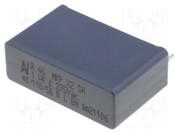 Capacitor: polypropylene; X2; 1uF; 27.5mm; ±10%; 32x11x20mm; 275VAC