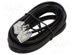 Cable: telephone; RJ11 plug,both sides; 2m; black