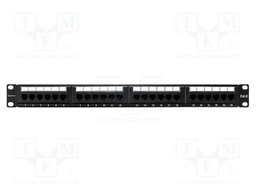 Patch panel; black; Number of ports: 24; Cat: 6; RJ45 socket x24