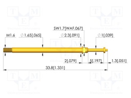 Test needle; Spring compression: 4mm; 5mm; 8A; CuBe; gold-plated