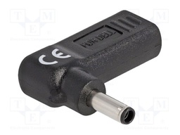 Adapter; USB C socket,DC 4,5/3,0 plug; black; angular; 3A