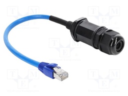 Cat 6; RJ45 socket,RJ45 plug; 0.25m; IP68; black; 26AWG