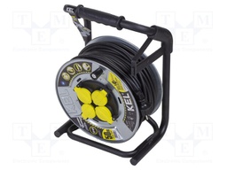 Extension lead; reel,with non-rotating sockets; Sockets: 4; 50m