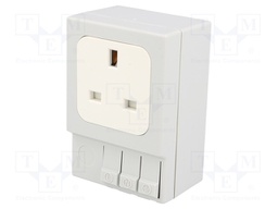 G-type socket; 13A; Mounting: DIN; IP20; 250VAC; 92x62x48mm