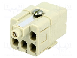 Connector: HDC; female; C146,heavy|mate Q; PIN: 6; 5+PE; size A3