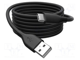 Cable; USB 2.0; USB A plug,USB C plug; nickel plated; 1m; black