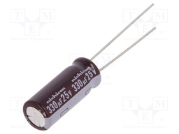 Capacitor: electrolytic; low impedance; THT; 330uF; 25VDC; Ø8x20mm