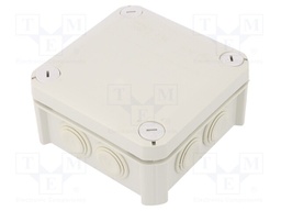 Enclosure: junction box; X: 114mm; Y: 114mm; Z: 57mm; polypropylene