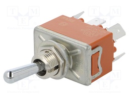Switch: toggle; Pos: 2; DPDT; ON-(ON); 15A/250VAC; 15A/30VDC