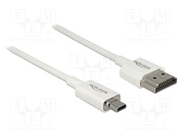 Cable; HDMI plug,micro HDMI plug; Len: 1.5m; white; 36AWG; Core: Cu